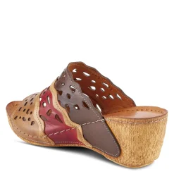 Spring Step Wedges|Women's , Footy Sandal Brown Multi
