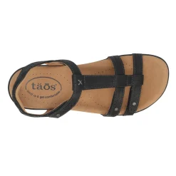 Taos Sandals|Women's , Trophy 2 Sandal Black Emboss