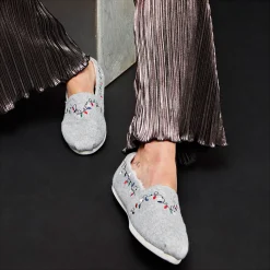 TOMS Slip-On Shoes|Women's , Alpargata Slip-On Grey-Christmas Lights