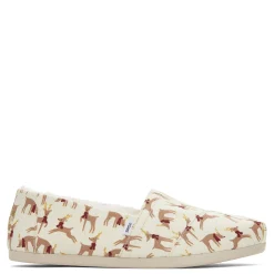 TOMS Slippers|Women's , Alpargata Slip-On Natural - Reindeer Print