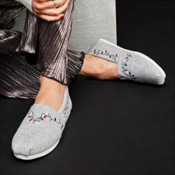 TOMS Slippers|Women's , Alpargata Slip-On Grey-Christmas Lights