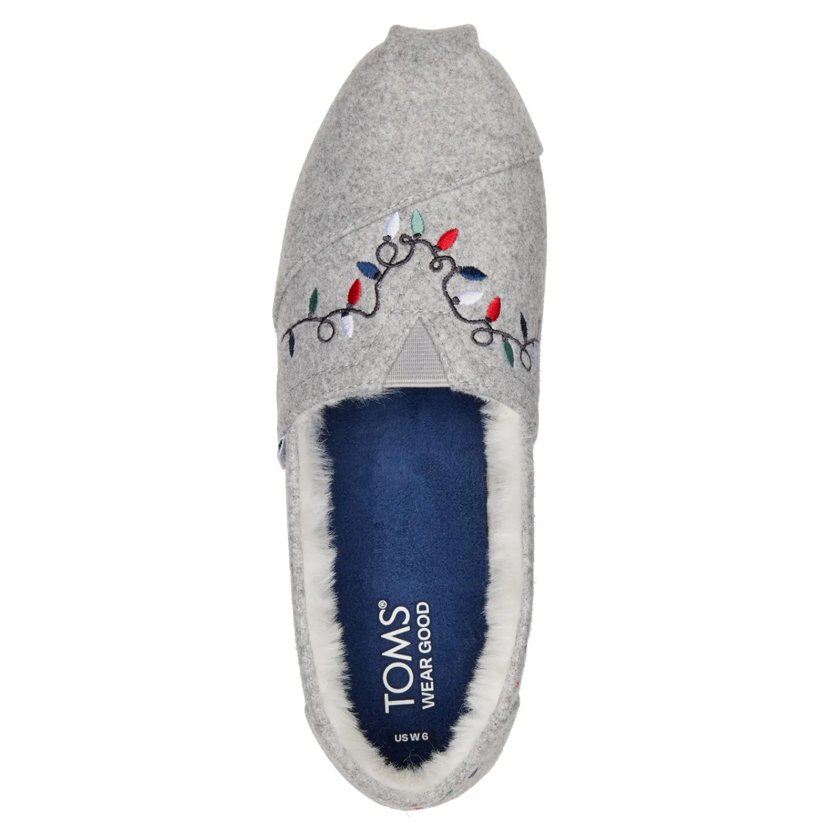 TOMS Slippers|Women's , Alpargata Slip-On Grey-Christmas Lights