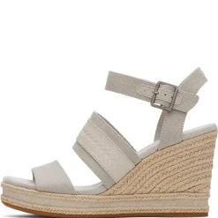 TOMS Wedges|Women's , Madelyn Sandal Pebble Grey Canvas