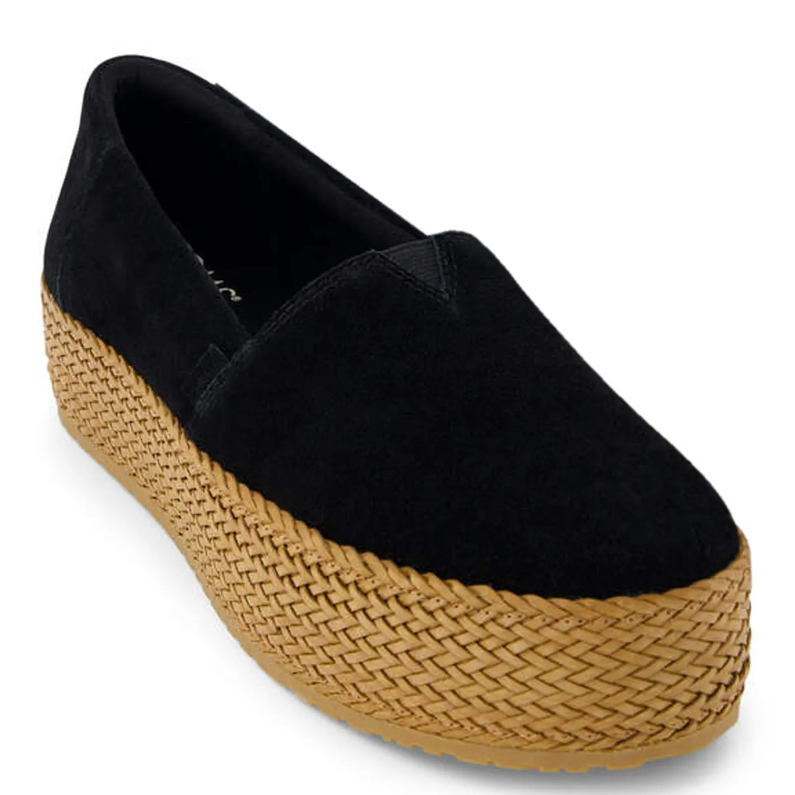 TOMS Slip-On Shoes|Women's , Valencia Slip-On Black / Tan Weave